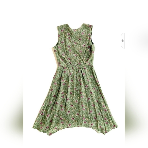 100% Silk Nordstrom Pink and Green Pleated Midi Sundress ideal for summer - Picture 2 of 11